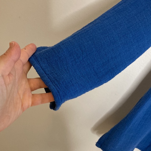 Oh My Gauze Top Womens 1 Small Medium Blue Long Sleeve V Neck Light Jacket - Picture 6 of 12